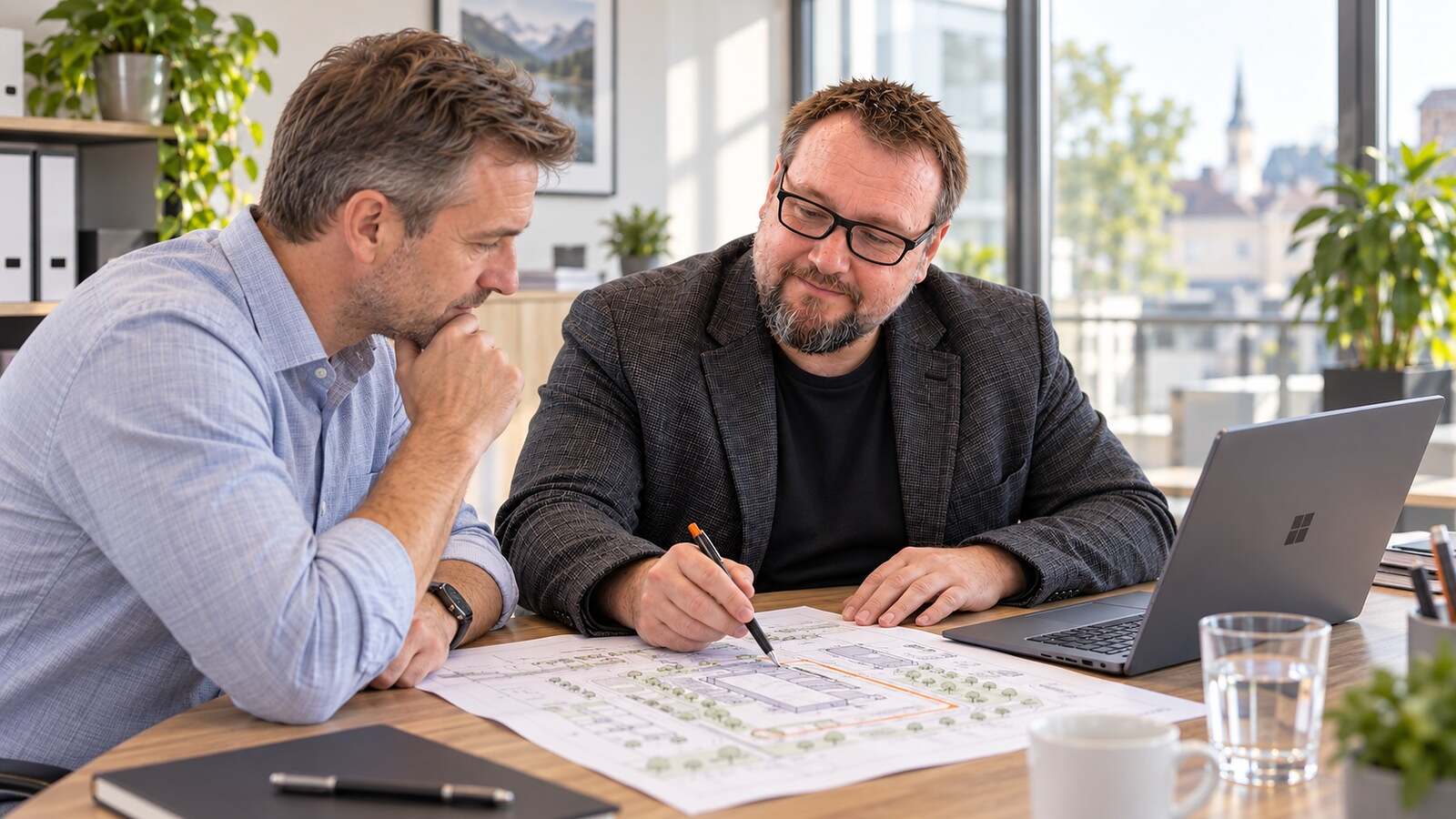Herbert Röblreiter und ein Kunde planen gemeinsam eine IT-Architektur